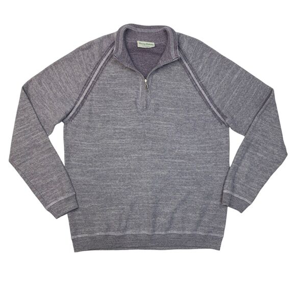 Tommy Bahama Sweater Mens M Medium Faded Purple Sandy Bay Reversible Half Zip - Picture 1 of 16